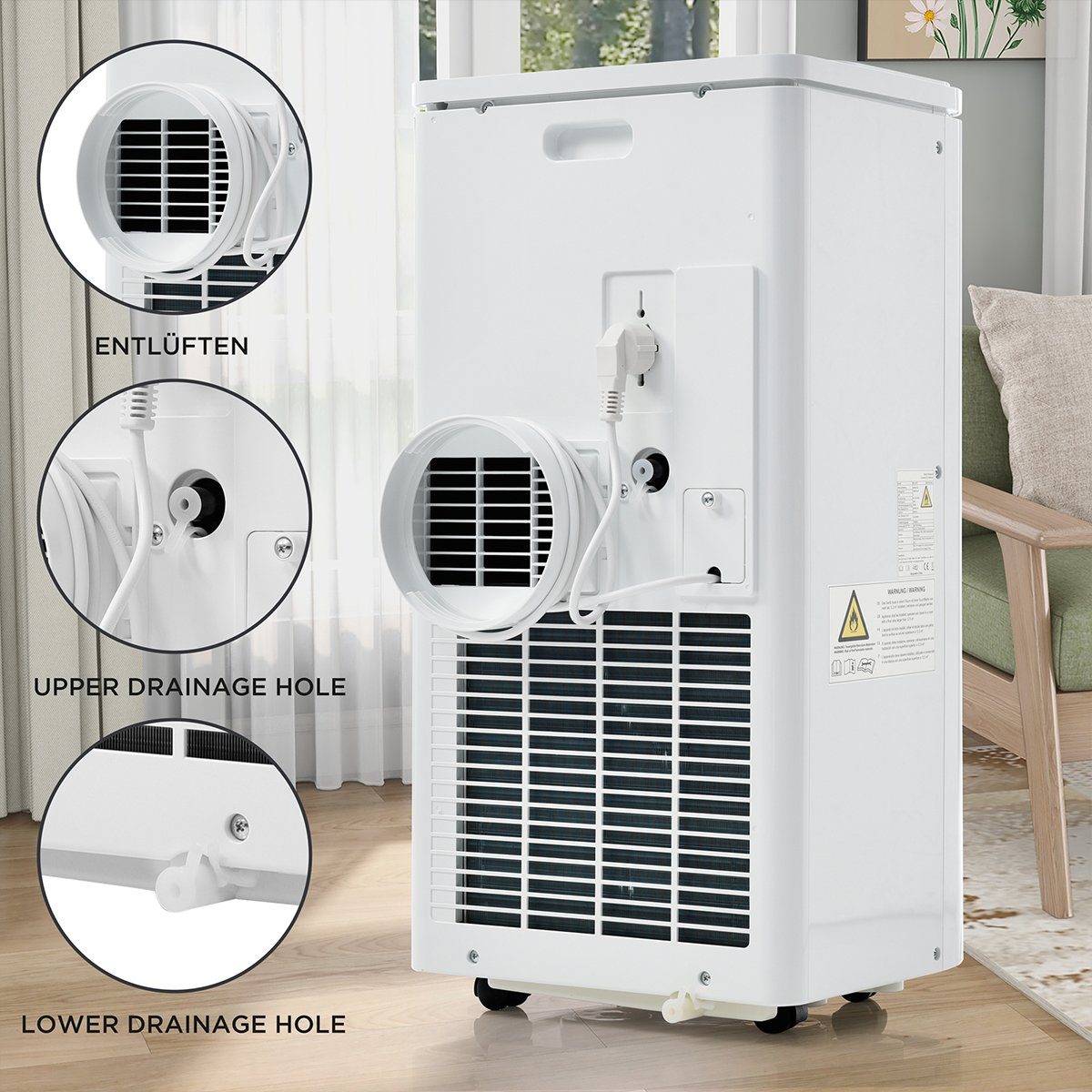 autolock Klimagerät Mobiles Klimagerät 9000 BTU/h 2,5KW Luftentfeuchter, Fernbedienung APP-Steuerung 3 Betriebsarten