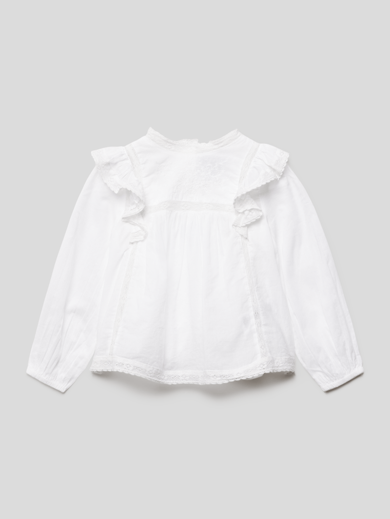 Bluse mit Spitzenbesatz Modell 'PRTY WHT' in weiß