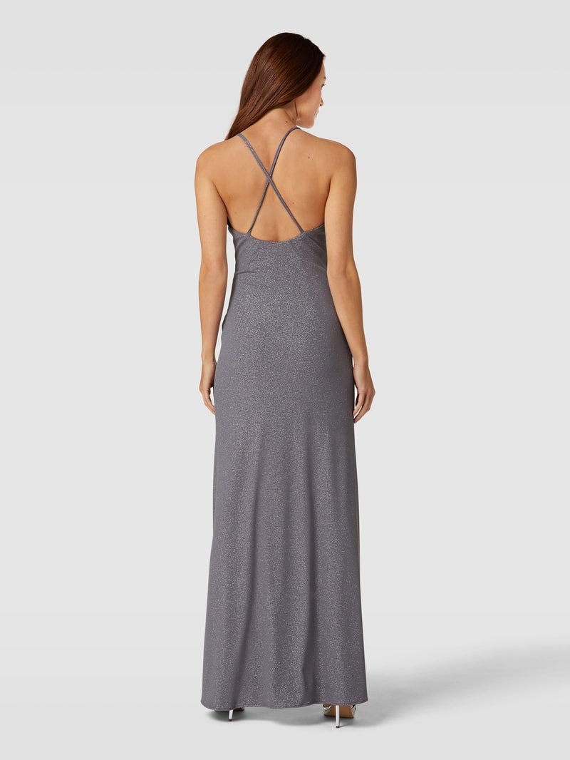 Abendkleid mit gelegten Falten in graphit