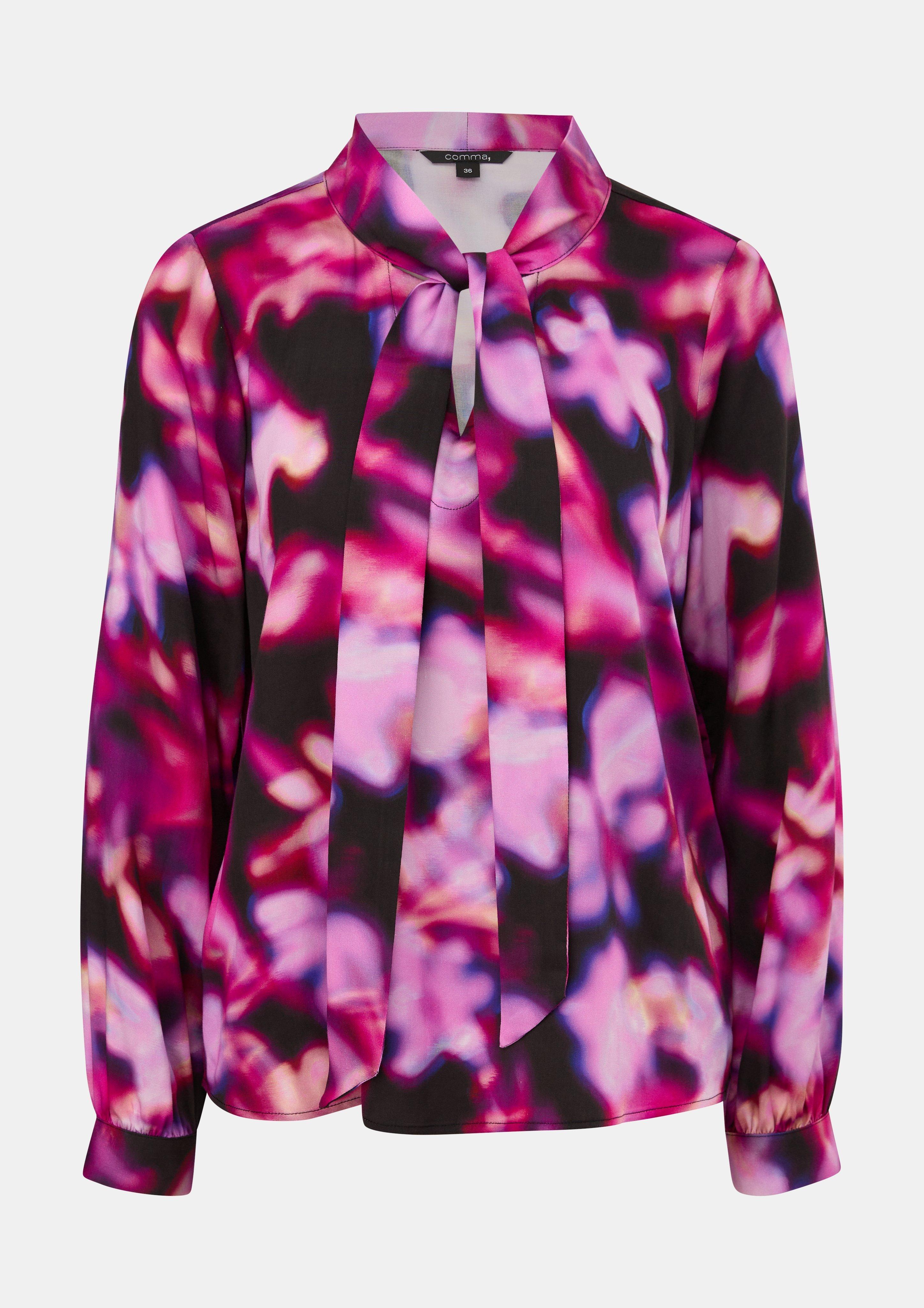 Viskosebluse mit Schluppe - fuchsia
