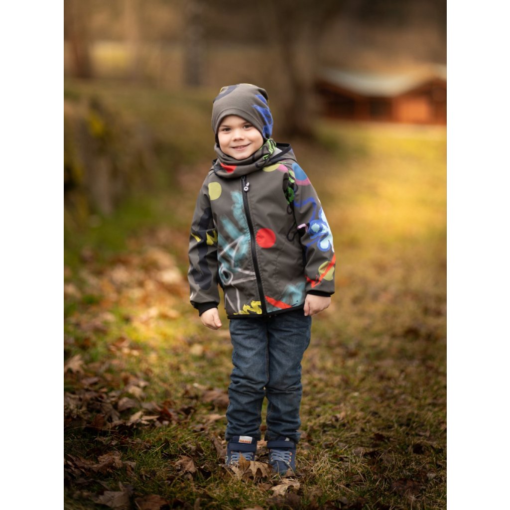 Unuo Kinder-Softshelljacke mit Fleece Fantasie Khaki