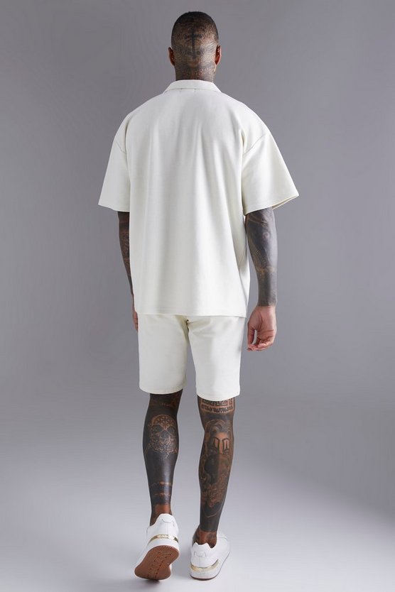 Oversize Twill Jersey-Poloshirt
