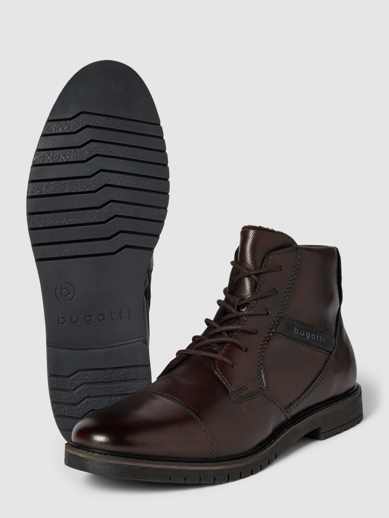 Schnürstiefel mit Label-Print in mittelbraun