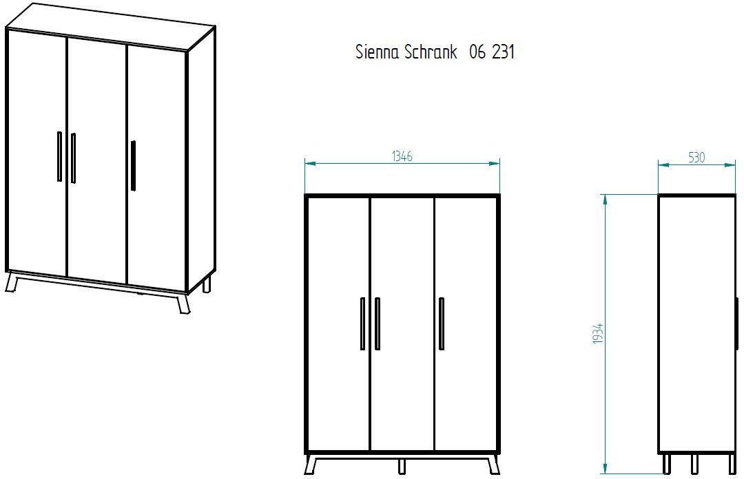 Schardt Kinderkleiderschrank Sienna White 3-türig; Made in Germany