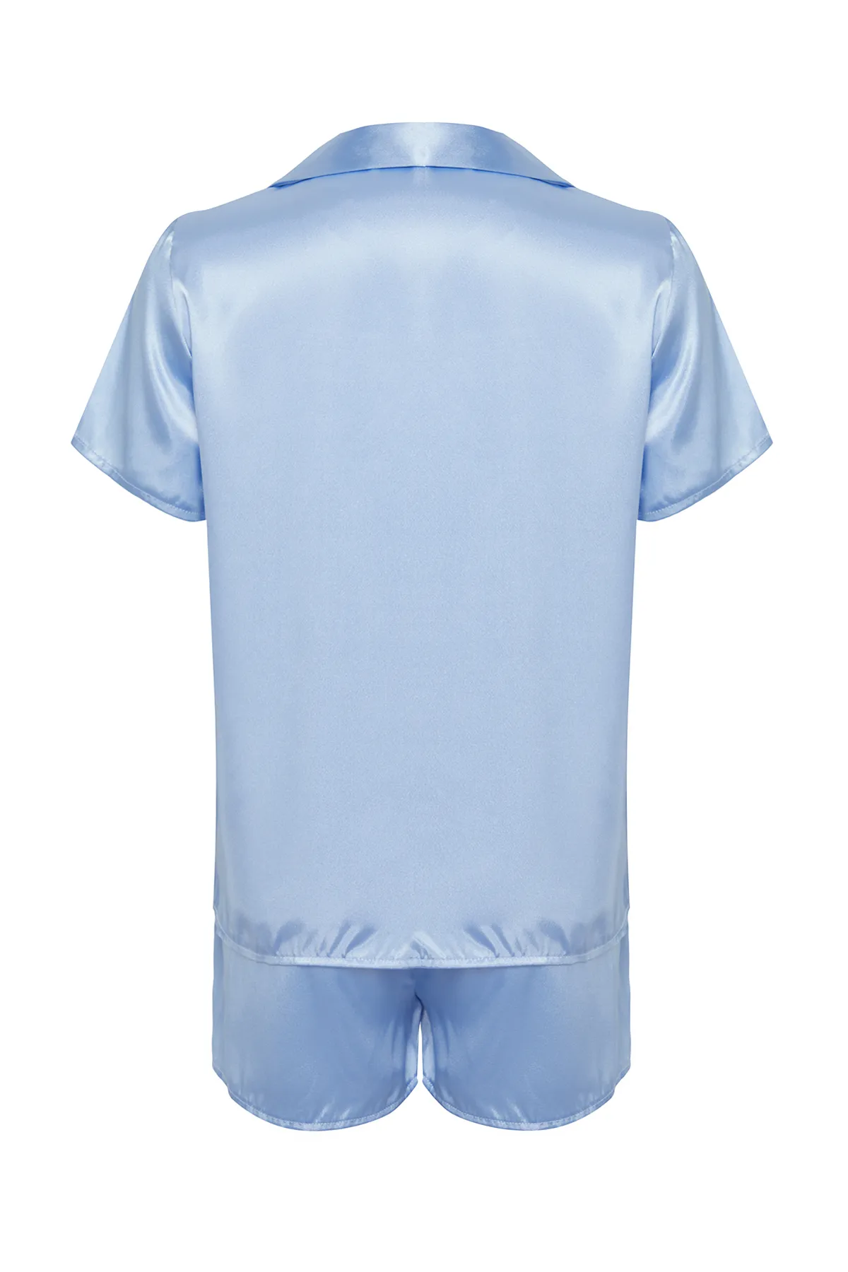 Trendyol Collection  Blaues Pyjama-Set aus gewebtem Satin THMSS24PT00118
