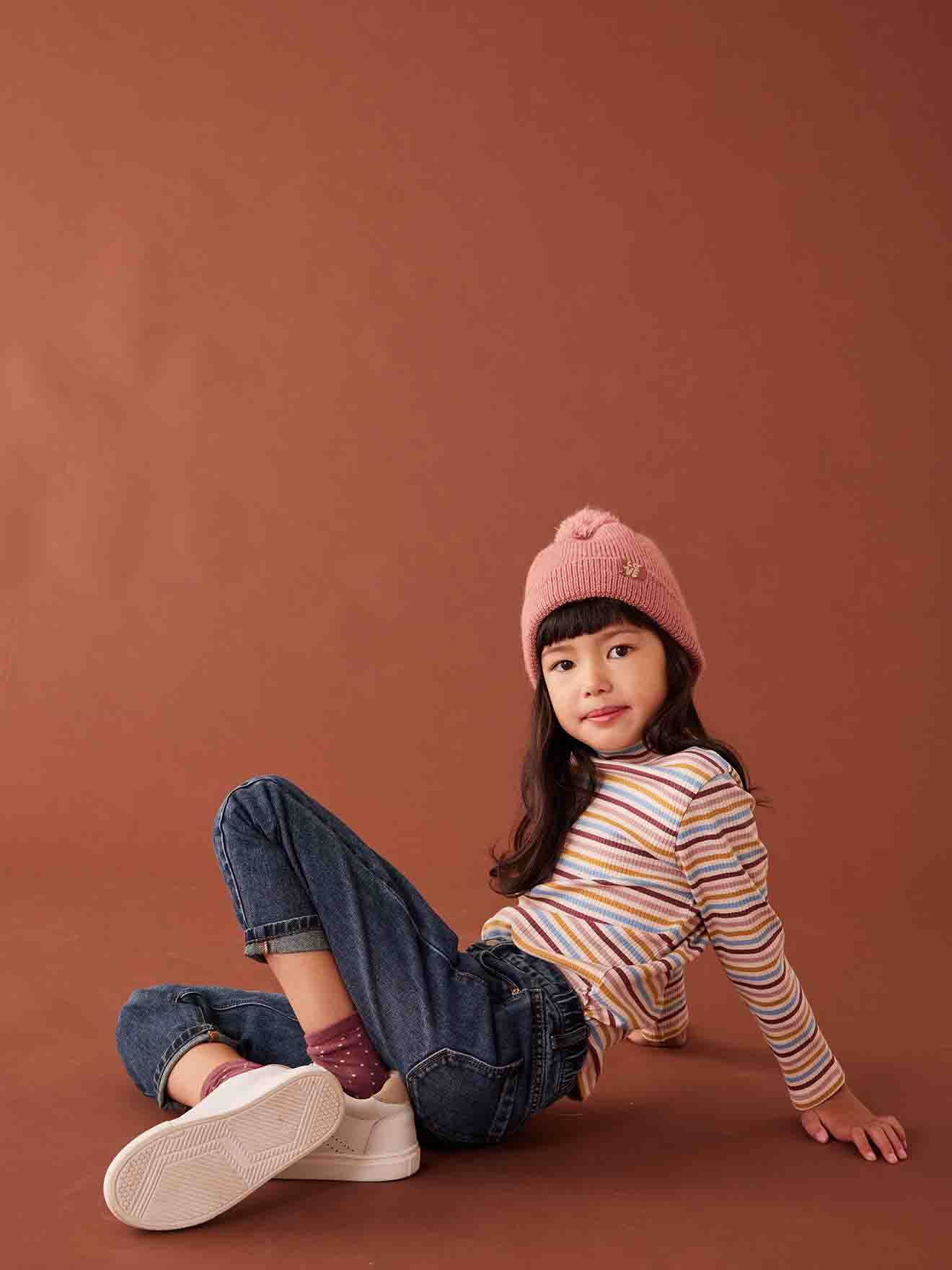 Vertbaudet Mädchen Mom-Fit-Jeans, WATERLESS Hüftweite REGULAR - jeansblau