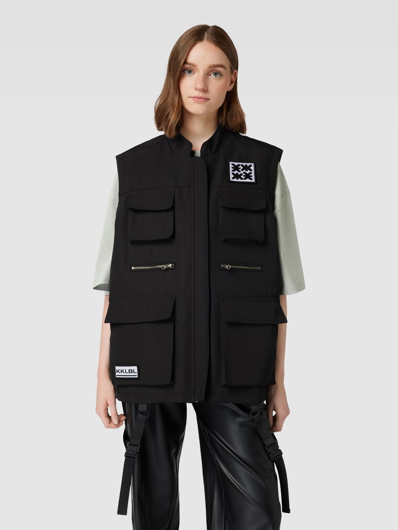 Weste mit Label-Patches in schwarz