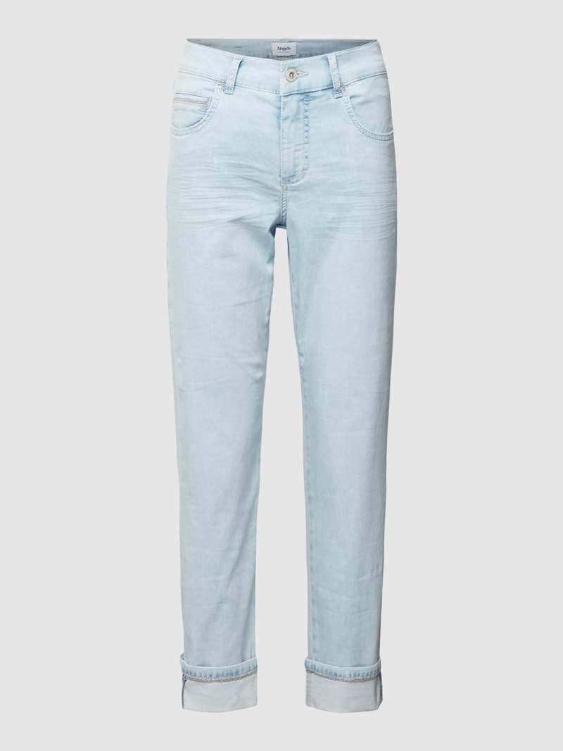 Jeans mit Stretch-Anteil in 7/8-Länge Modell 'CICI CROPPED CHAIN' in hellblau