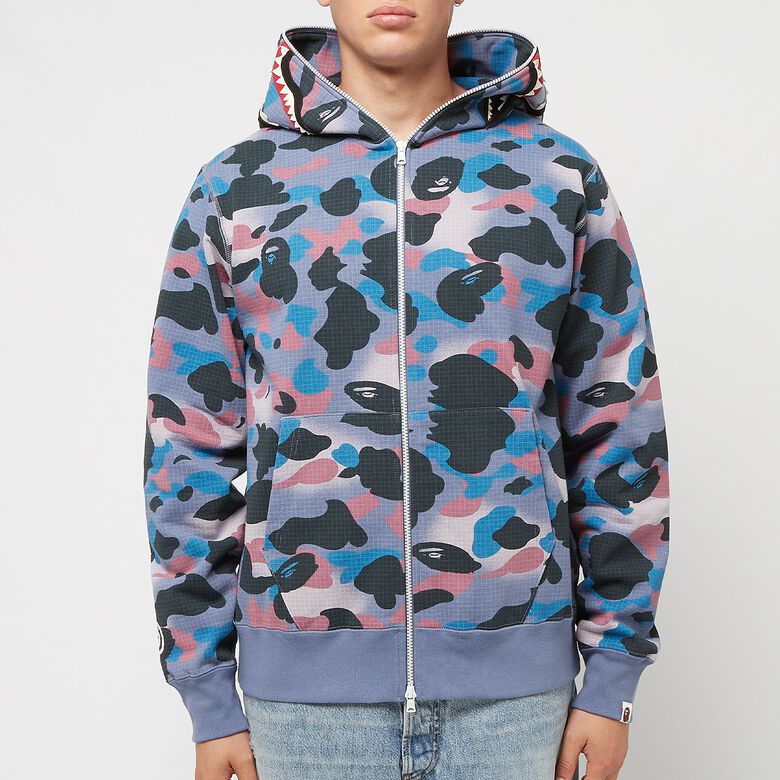 A Bathing Ape Grip Camo Shark Full Zip Hoodie M purple