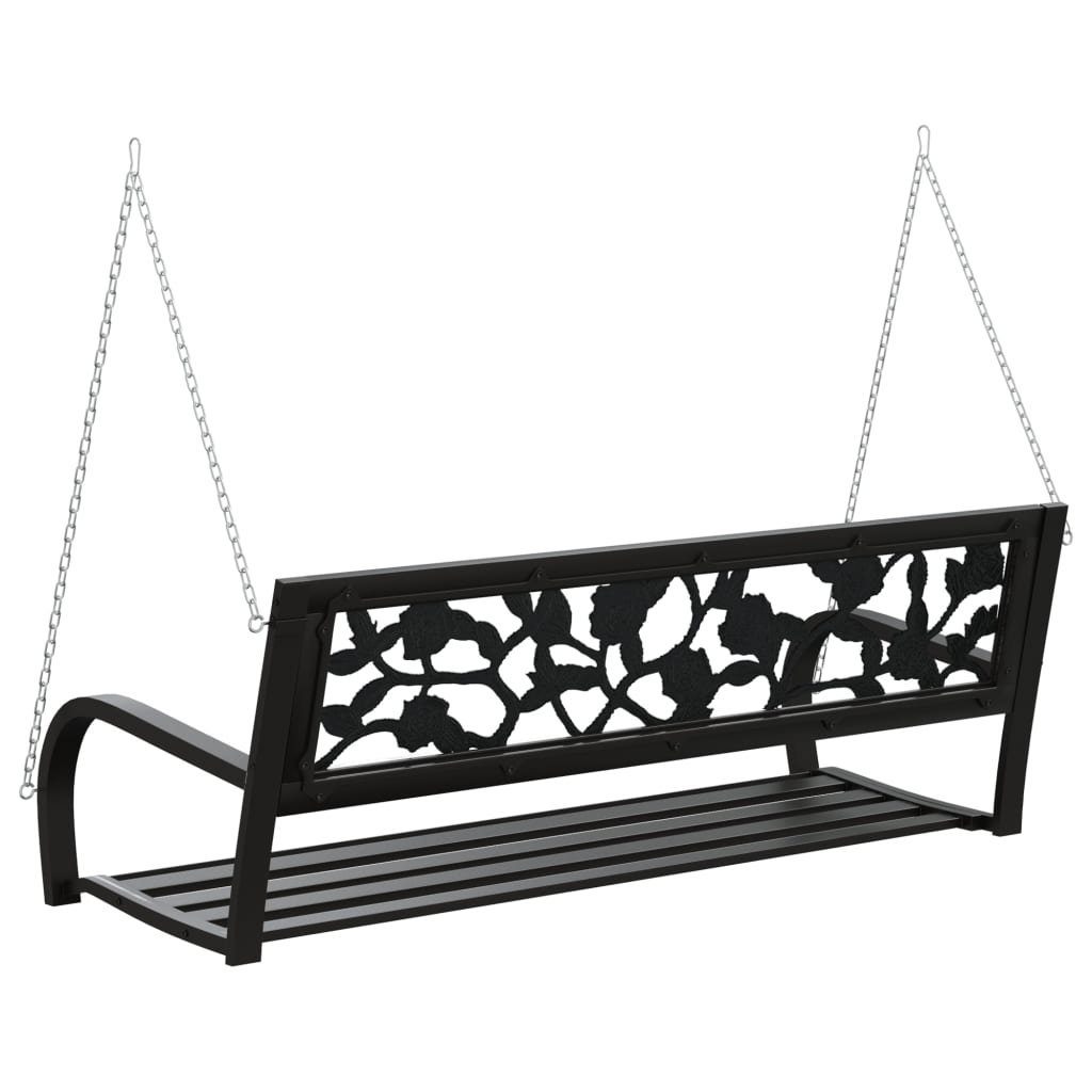 vidaXL Hollywoodschaukel Hollywoodschaukel 125 cm Stahl und Kunststoff Schwarz 2-Sitzer