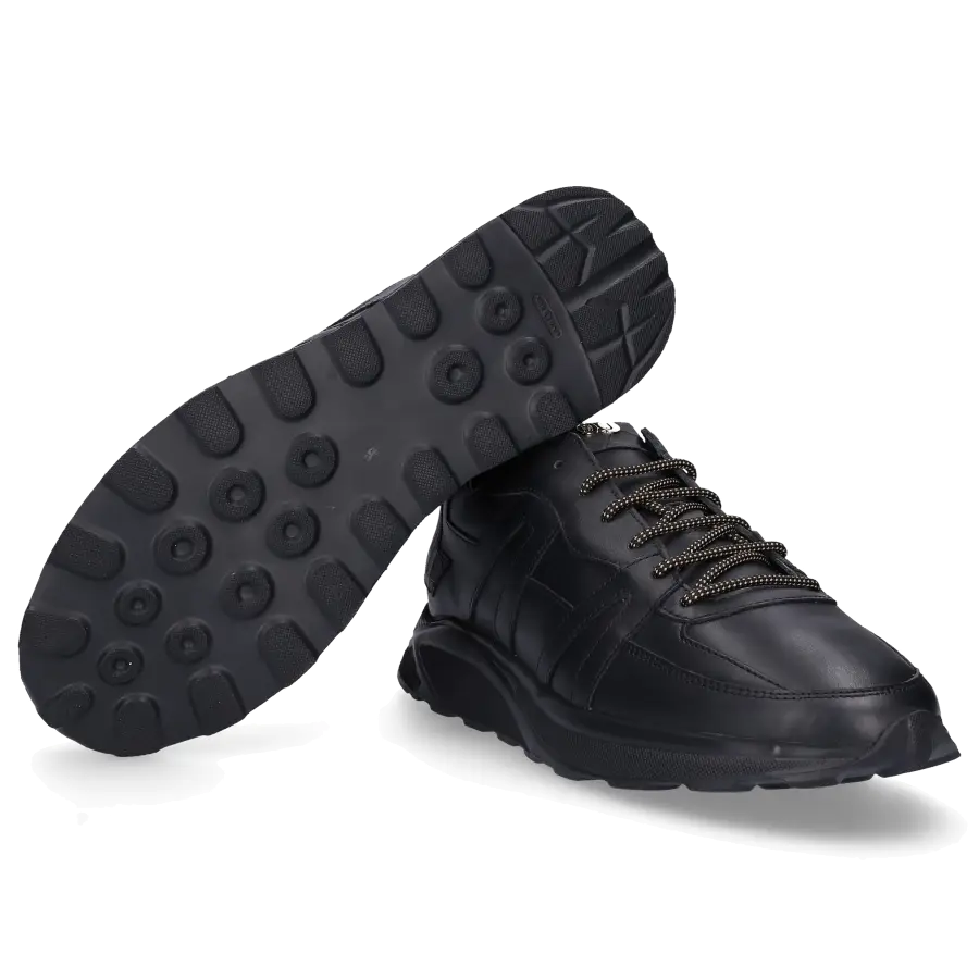 Hide & Jack - Sneaker low RUNNING JET Kalbsleder Logo schwarz - schwarz