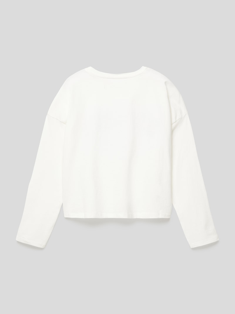 Longsleeve mit Statement-Print Modell 'BISOUS' in offwhite