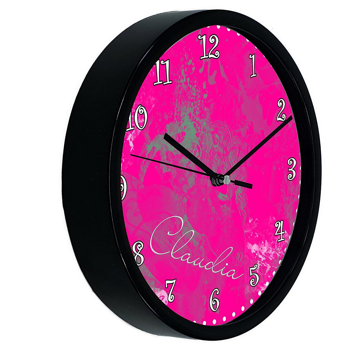 Kinder Wanduhr personalisiert mit Name Traum Pink