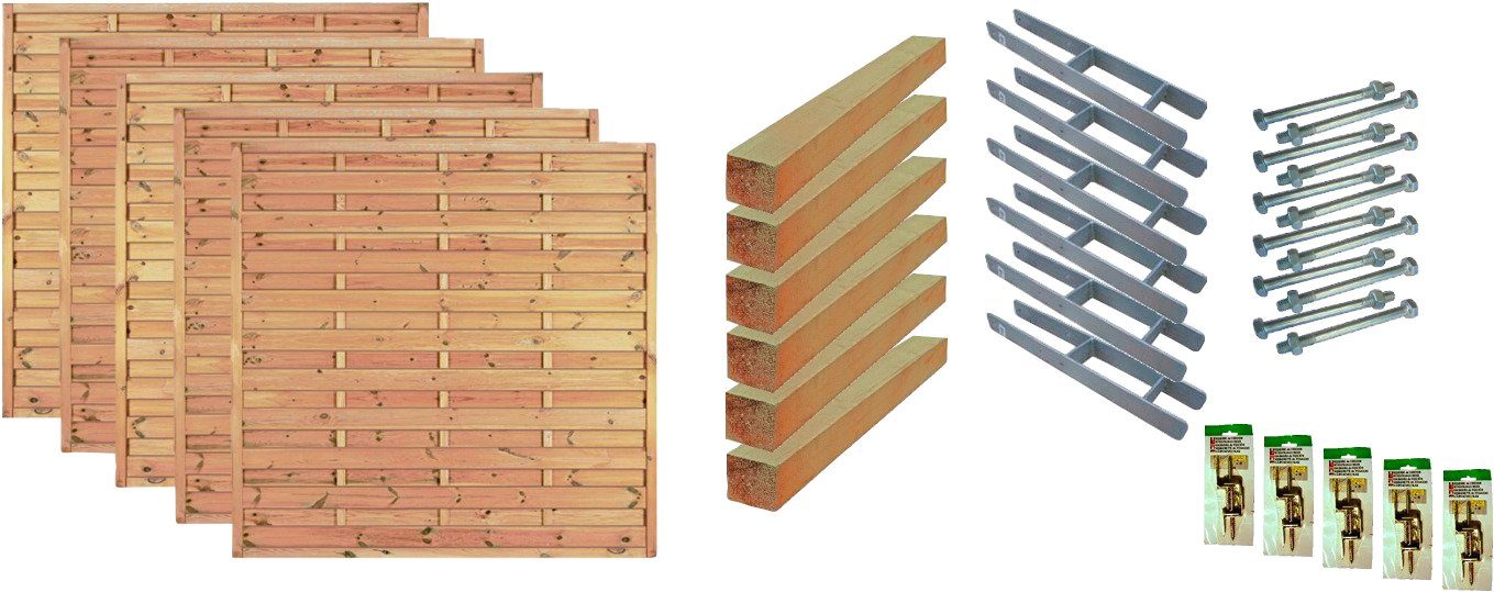 Tetzner & Jentzsch Dichtzaun Manhattan 3, (Set), 5 Elemente, LxH: 954x180 cm