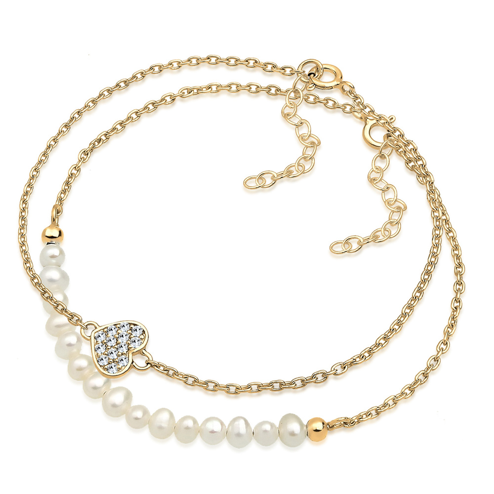 Elli Elli Bracelet Femme Pendentif en Forme de Coeur avec Cristaux en Argent Sterling  Bracelet