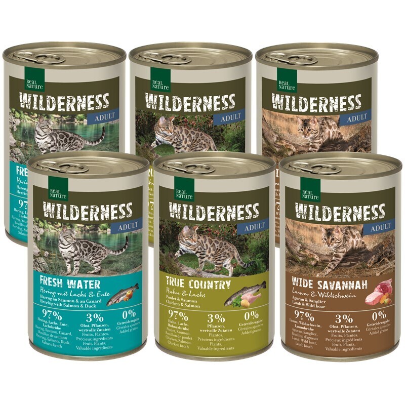 REAL NATURE Nassfutter REAL NATURE Wilderness Adult Mixpaket 6x400g Mixpaket 1