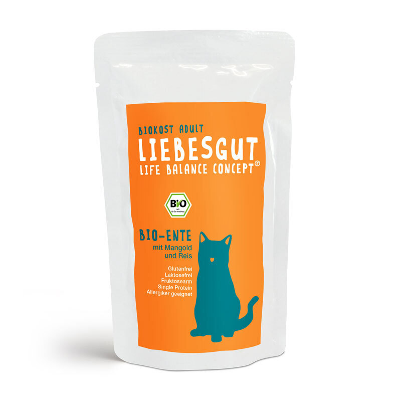 LIEBESGUT Nassfutter LIEBESGUT Biokost Adult 12x100g Bio Ente mit Mangold und Reis