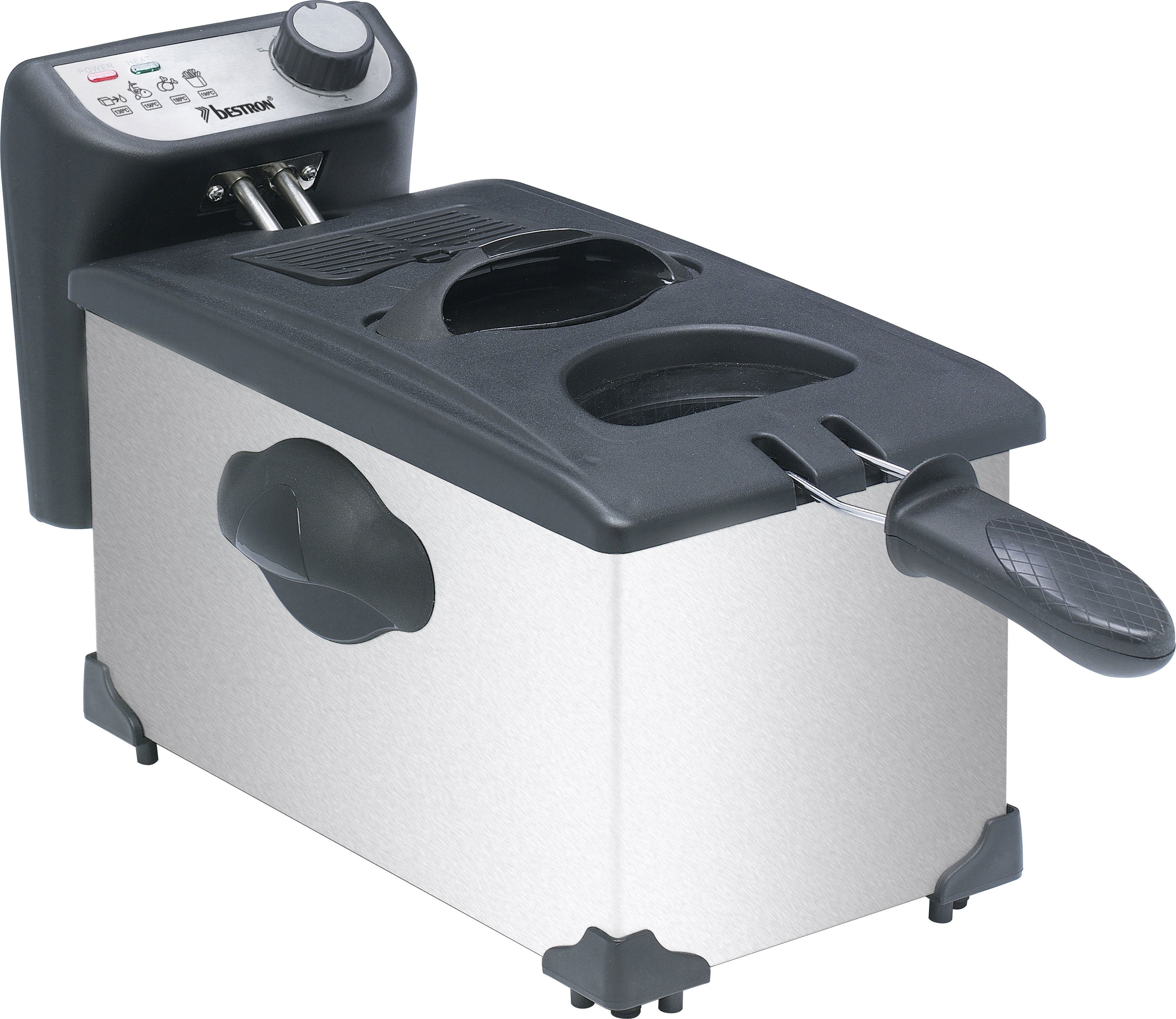 bestron Fritteuse AF351, 2000 W, 1 kg, 3,5 L, Kaltzonentechnologie, spülmaschinengeeignet