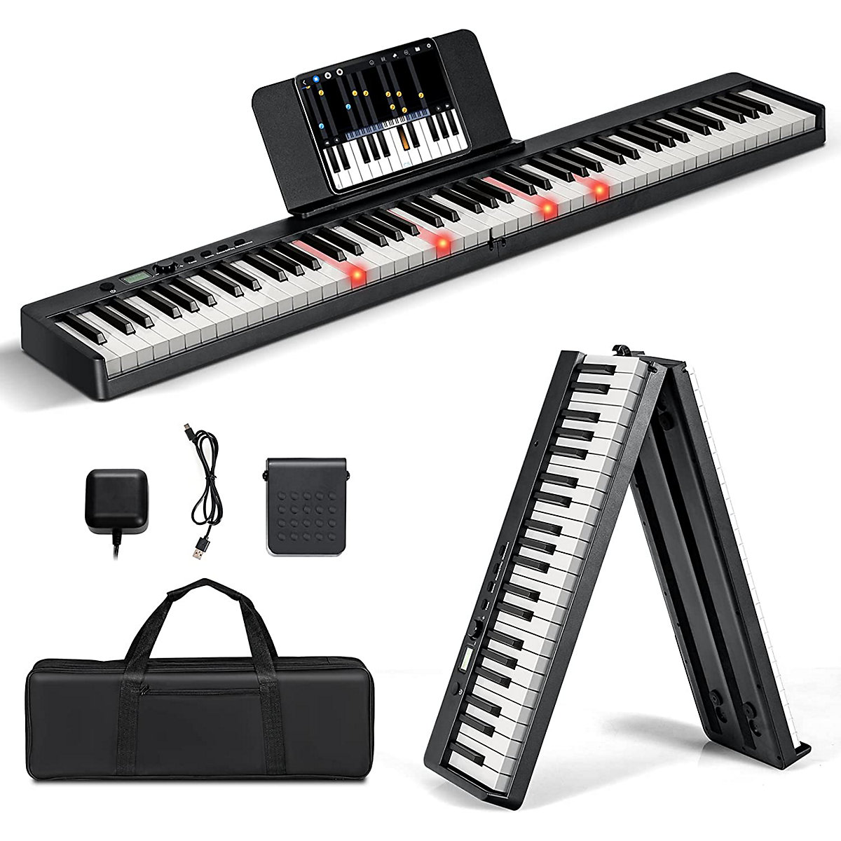 Keyboard 88 Tastatur klappbar mit 2 Stereolautsprechern