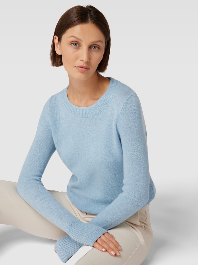 Strickpullover mit Rundhalsausschnitt in bleu