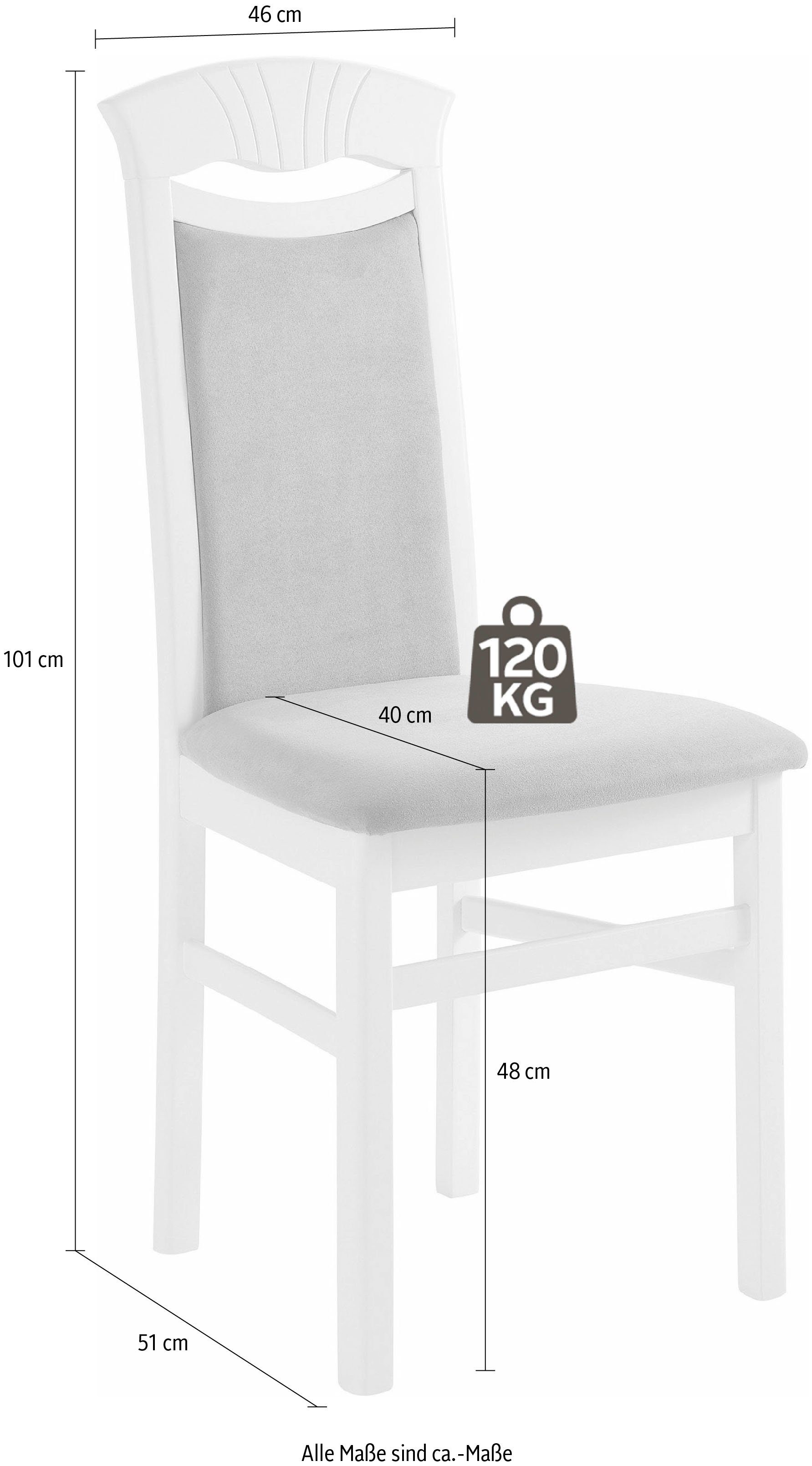 Home affaire 4-Fußstuhl Franz (Set, 2 St), strapazierfähige Microfaser, Gestell Buche natur oder weiß lackiert