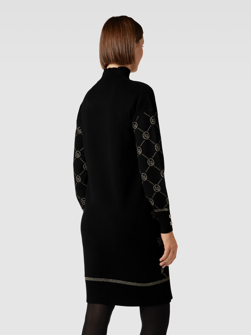 Knielanges Kleid mit Effektgarn in schwarz
