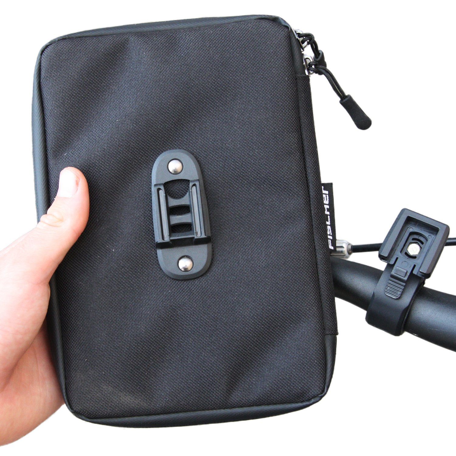 FISCHER Fahrrad Tablet-Tasche Lenker-Halterung Fahrrad Tablet-Halterung, (bis 8 Zoll, Wasserfest, Halter mit Klick-System, Fahrrad-Lenker 22-31,8mm)