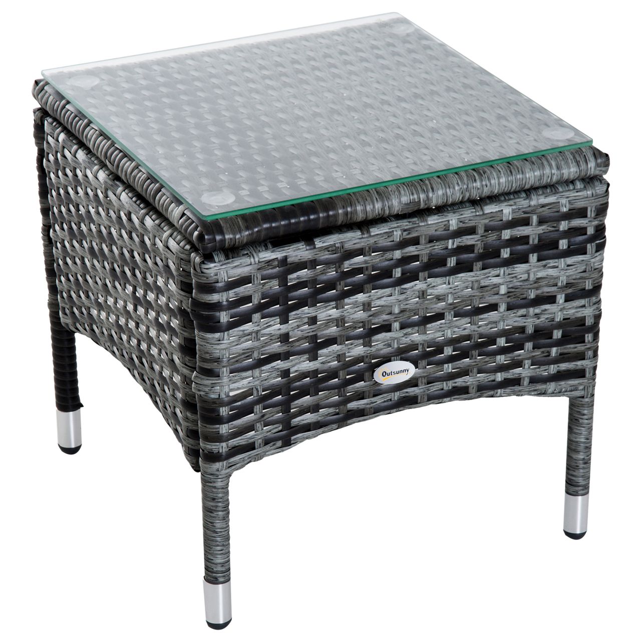 Outsunny Sonnenliege Gartenliege Tisch 3er Set Gartenmöbel Polyrattan Grau