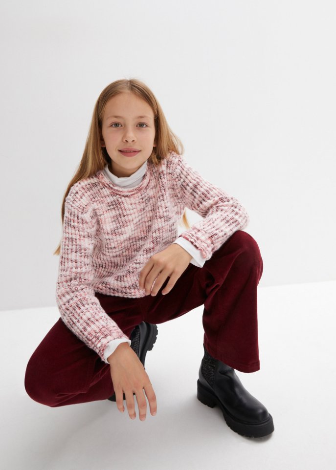 Mädchen Melange-Strickpullover