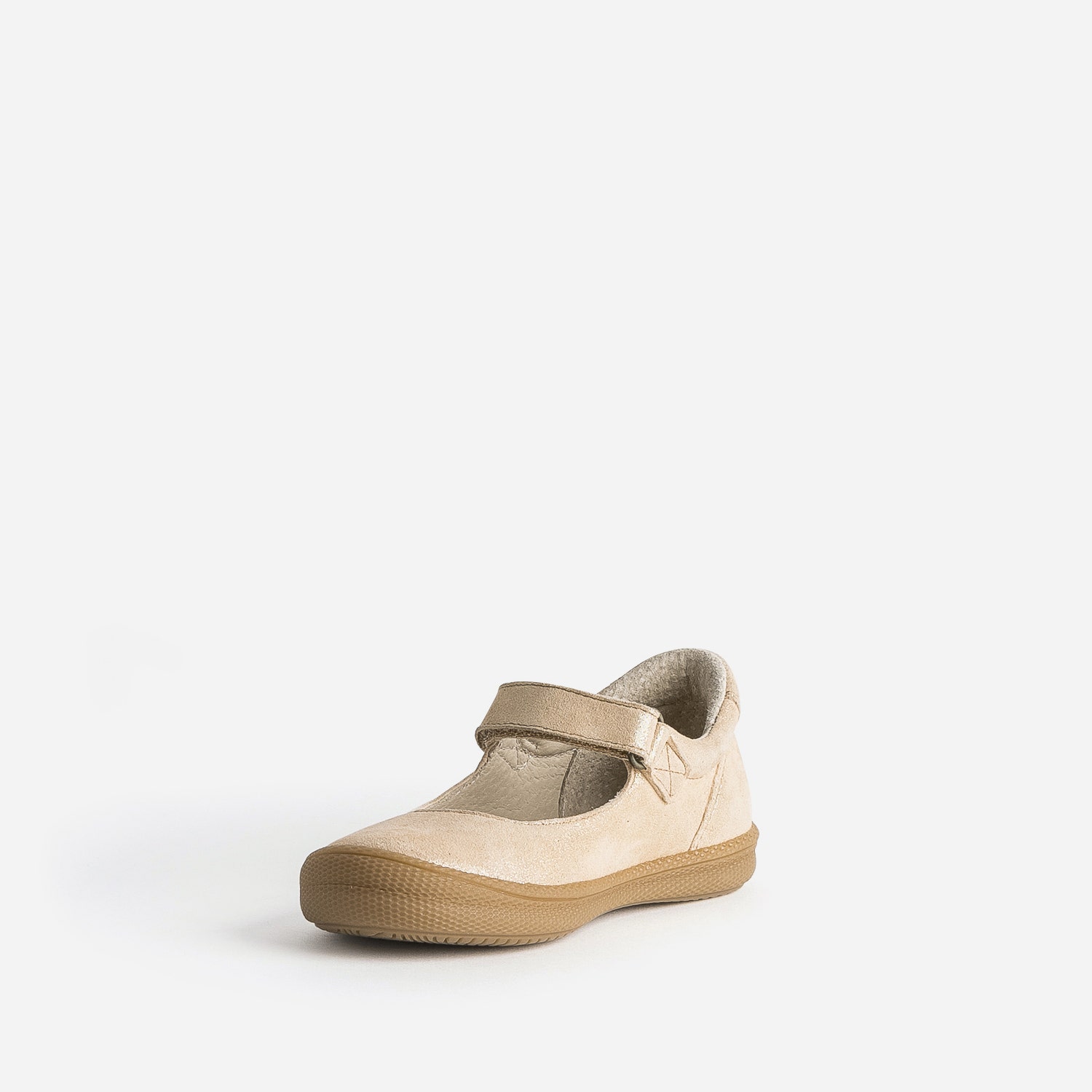 Babies beige en cuir irisé à scratch