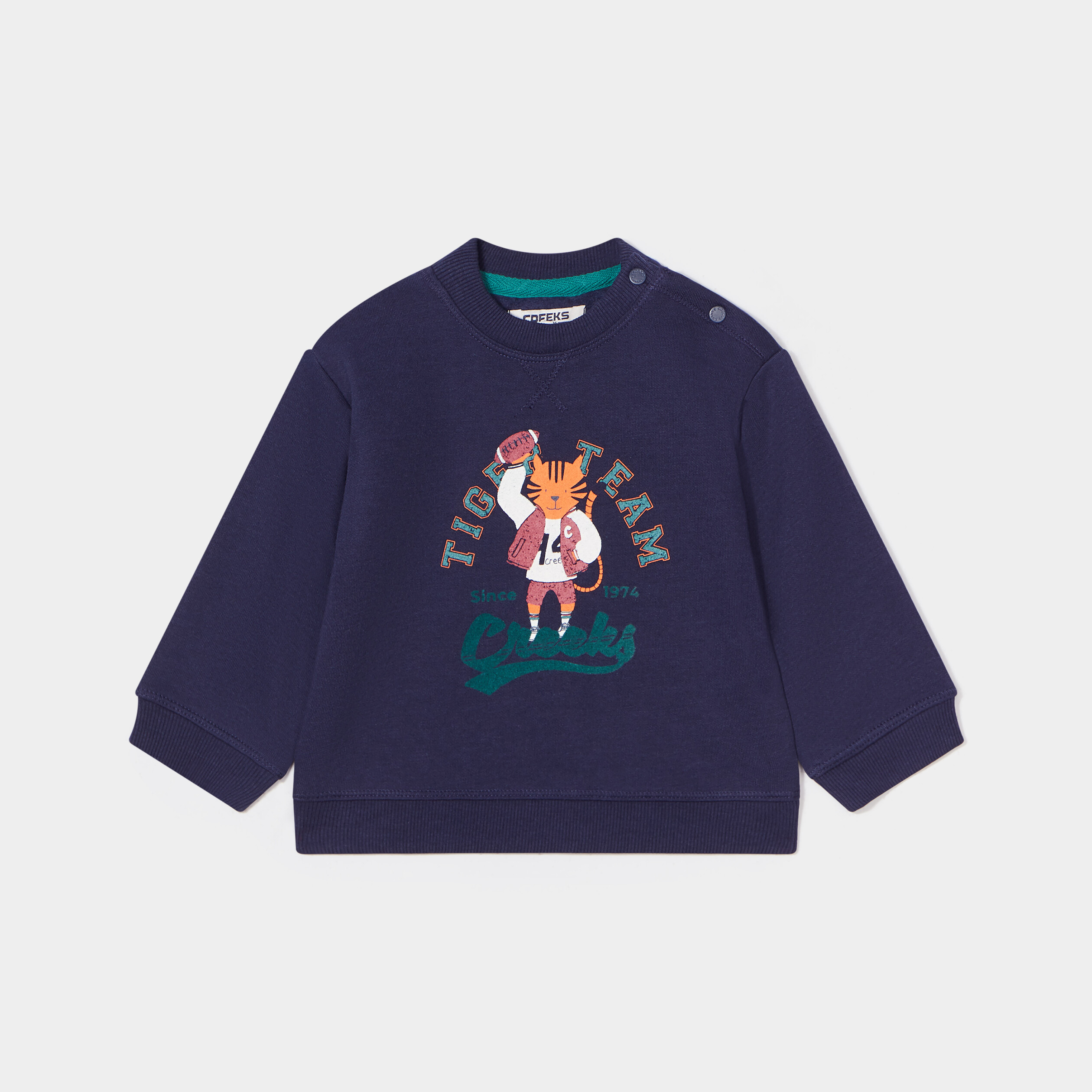 Sweat droit épaule boutonnée Creeks bleu marine bébé garçon | La Halle