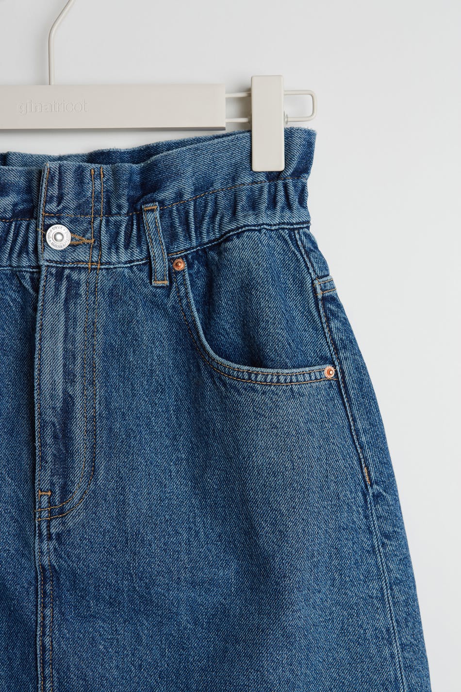 Paperbag denim skirt
