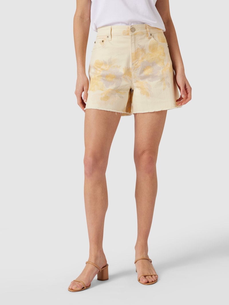 Jeansshorts mit floralem Muster in rosé