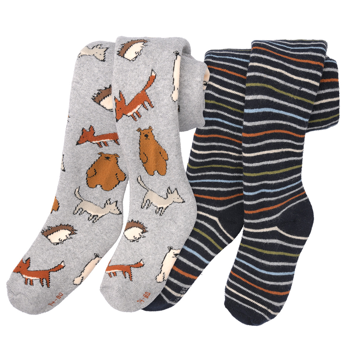 2 Baby Frottee-Strumpfhosen im Muster-Mix
