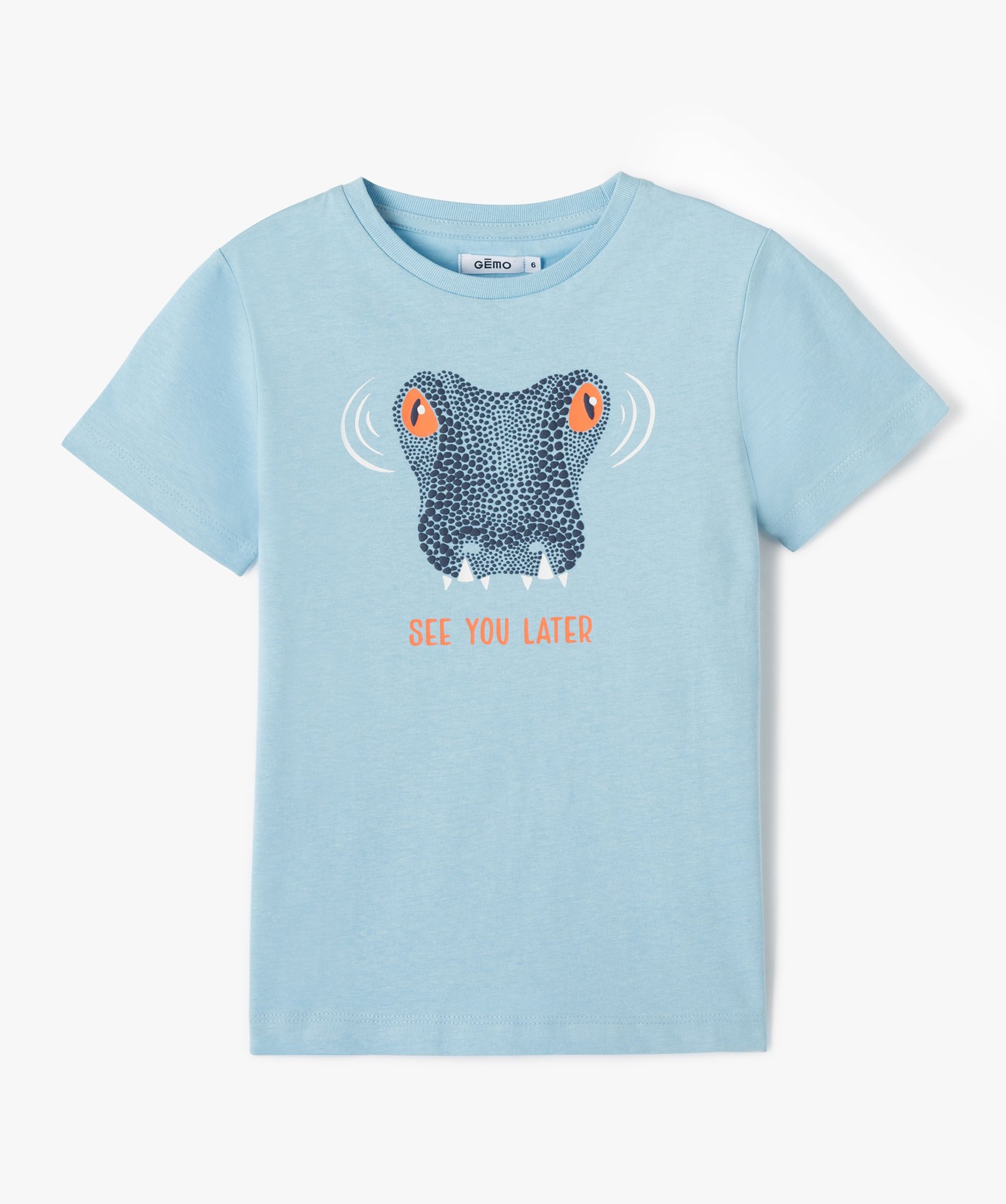 Tee-shirt Garçon à manches courtes avec motif sur le buste bleu | GEMO