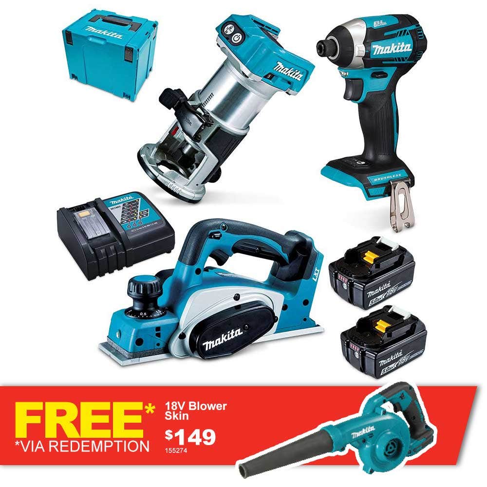 MAKITA 18V Brushless 3 Piece 2 x 5.0Ah Combo Kit DLX3098TJ