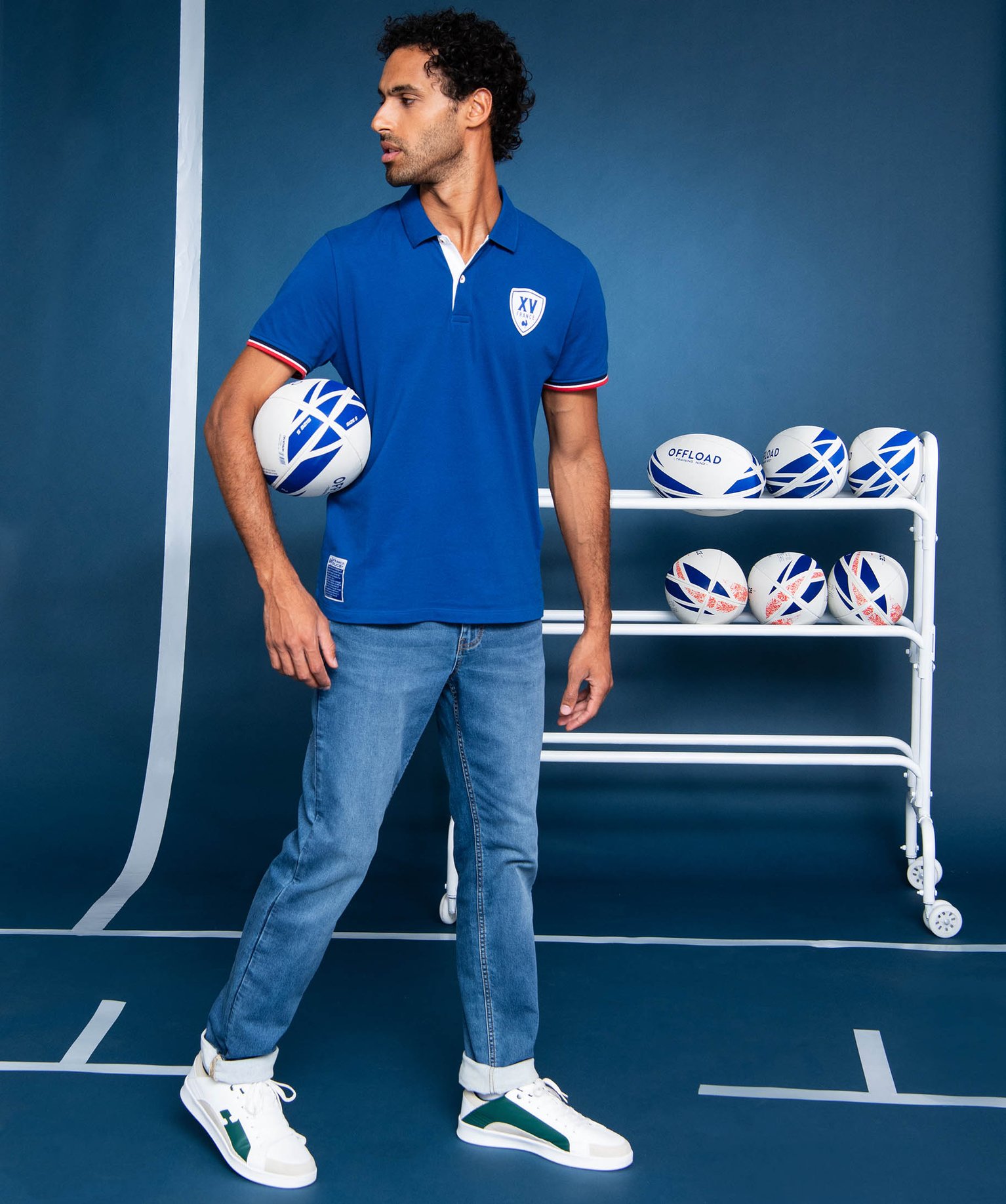 Polo de rugby à manches courtes homme - France Rugby bleu | GEMO