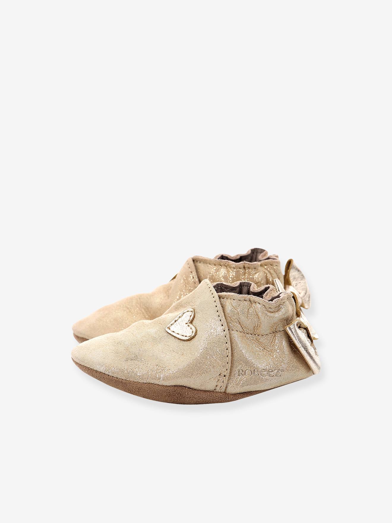Chaussons cuir souple bébé Mini Love 874682-10 ROBEEZ© or