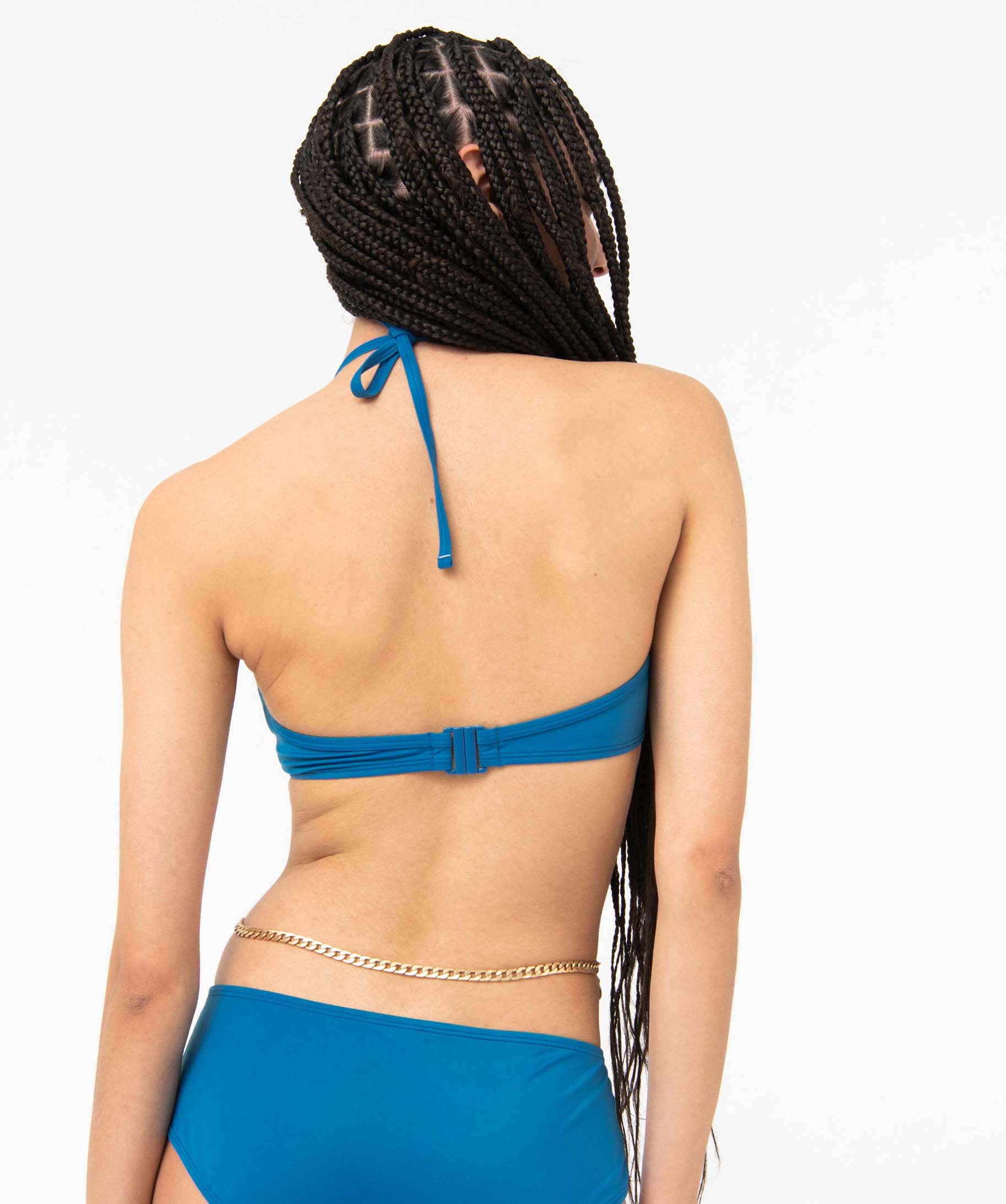 Haut de maillot de bain femme forme corbeille effet drapé bleu | GEMO