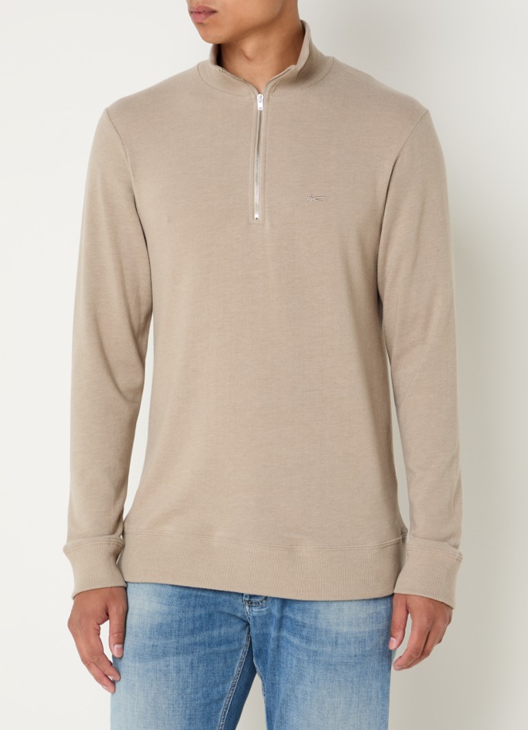 Denham Roger fine-knit sweater with half zip and logo