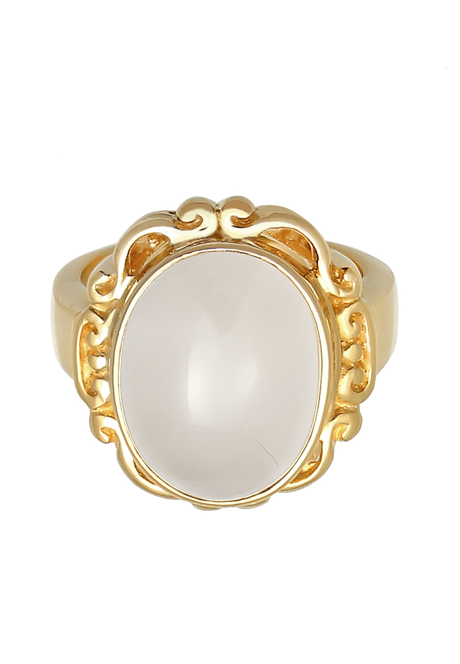 Collana da blogger vintage Elli PREMIUM da donna, spessa e di tendenza, con pietra di luna, in argento sterling 925 placcato oro.