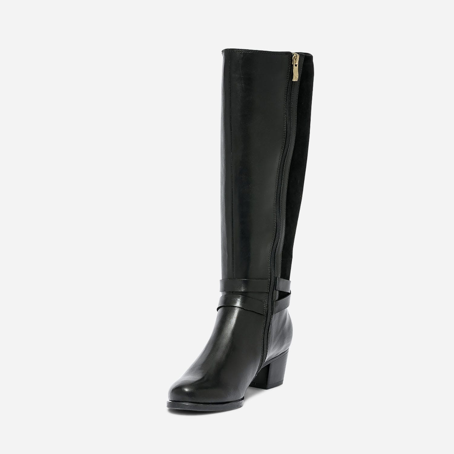 Botte CAPRICE noire en cuir et textile