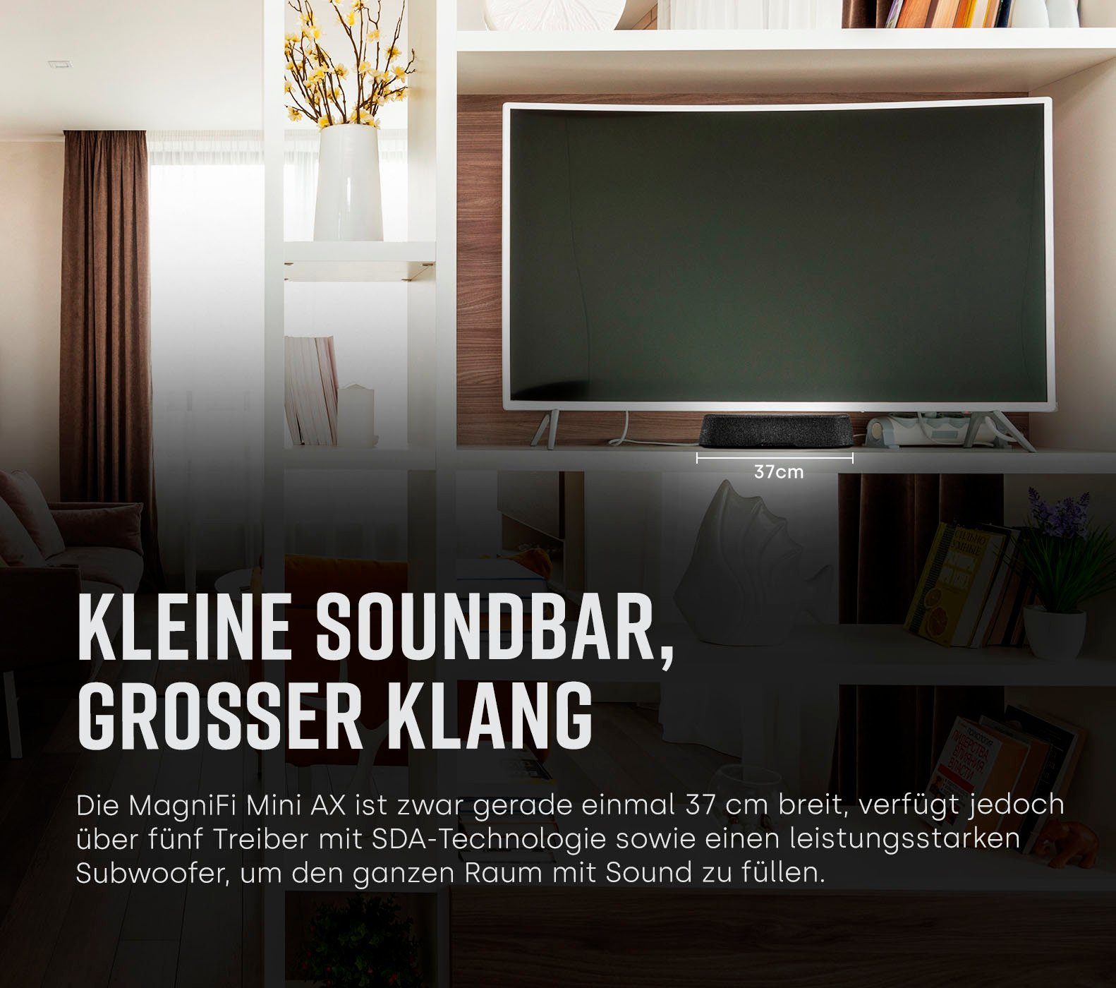 Polk Magnifi Mini AX Stereo Soundbar (Bluetooth, WLAN (WiFi), mit Wireless-Subwoofer)