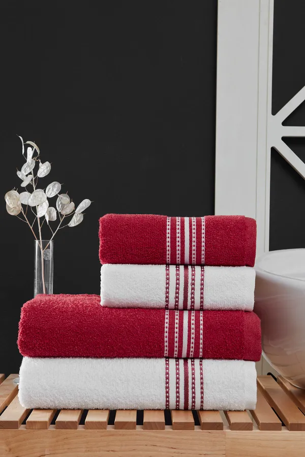 MODALİN  50 x 90 + 70 x 140 cm Elvin 4-teiliges Badetuch-Set