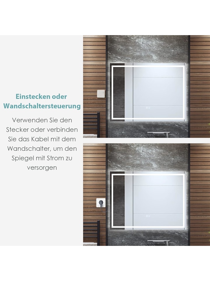COSTWAY LED-Spiegel in Silber günstig kaufen 60 cm