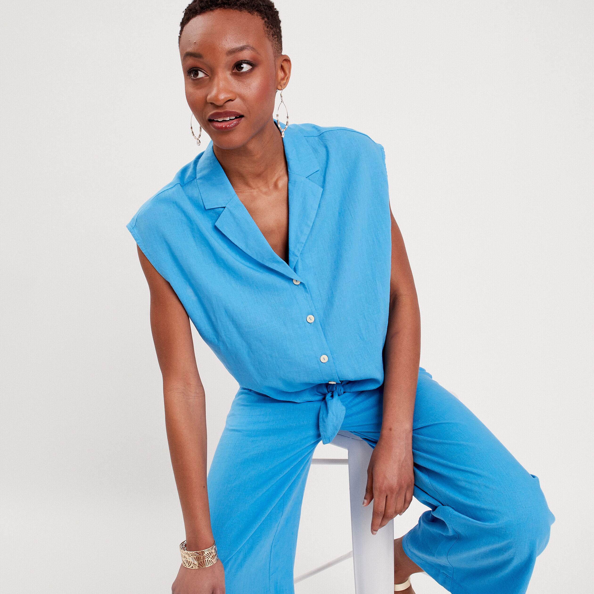 Chemise à nouer bleu femme | Cache Cache