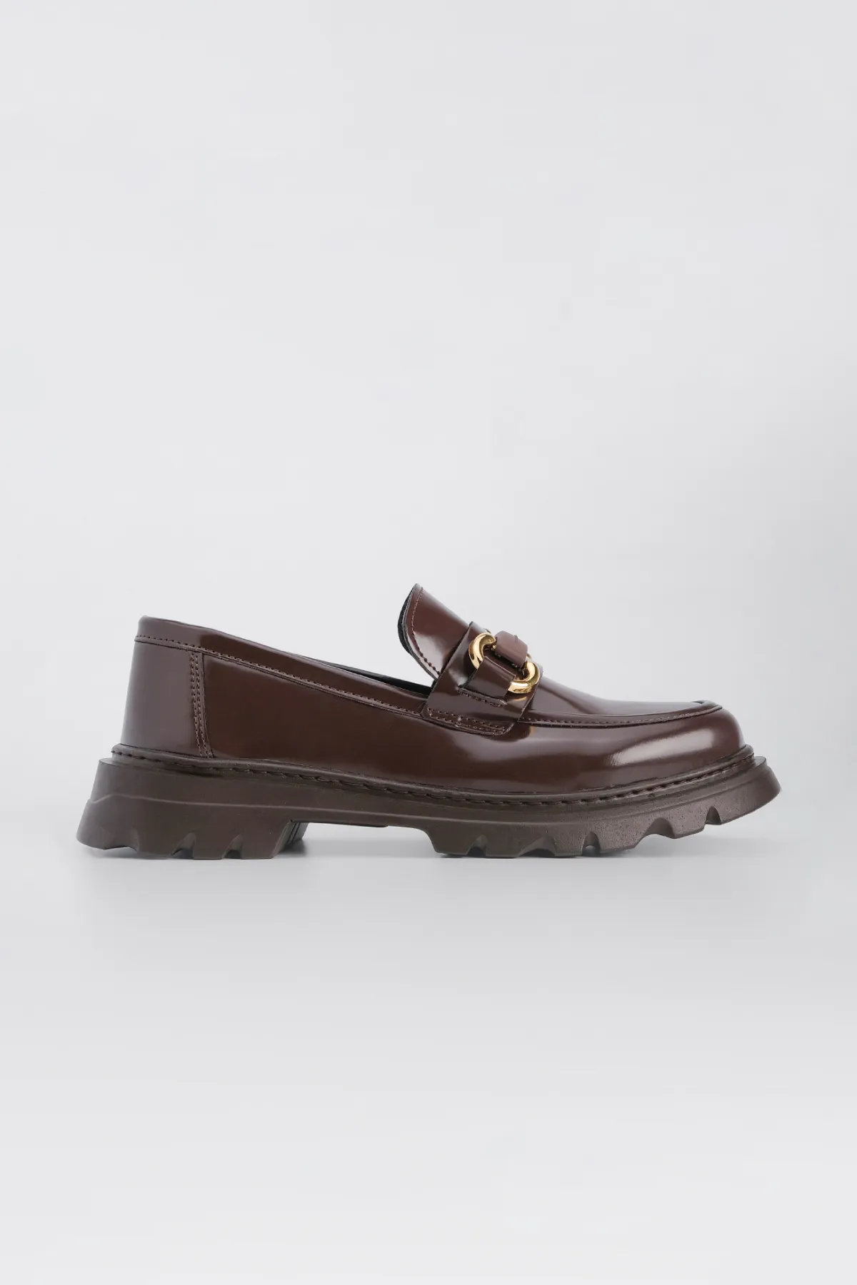 Marjin  Damen-Loafer mit hoher Sohle und Schnalle, Freizeitschuhe, Kinles, Braun