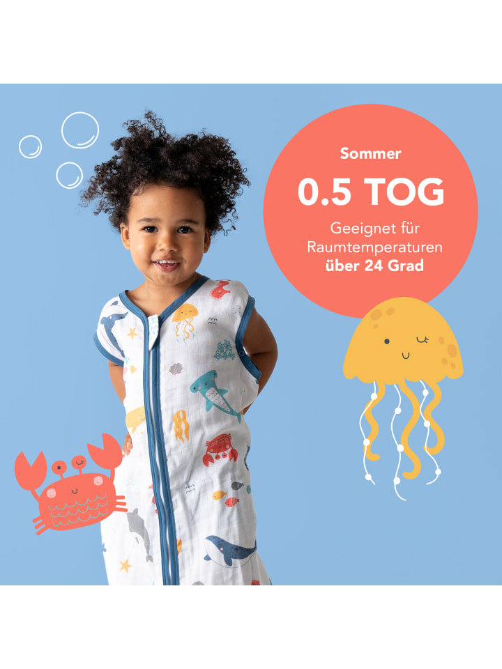 Schlummersack Musselin Babyschlafsack, 0.5 TOG in Hellblau günstig kaufen