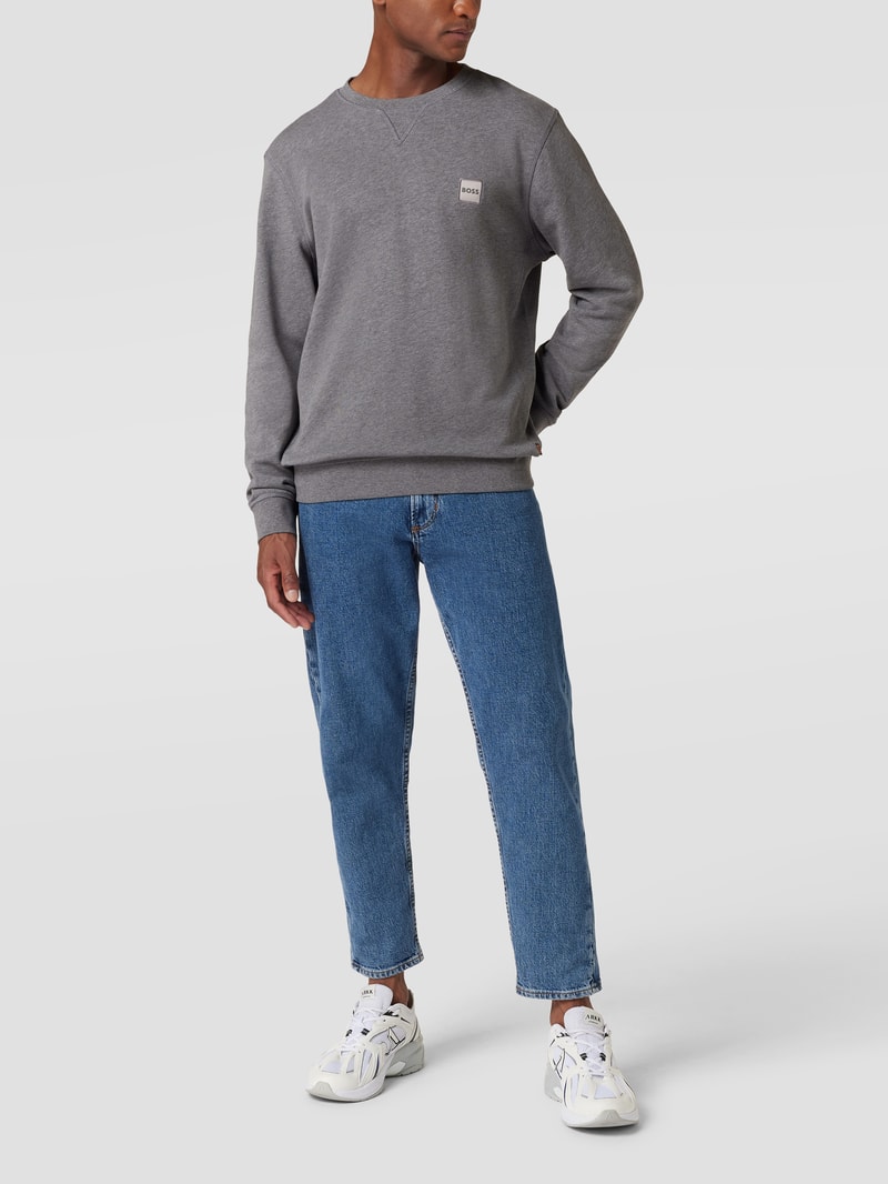Sweatshirt mit Logo-Patch Modell 'WESTART' in mittelgrau