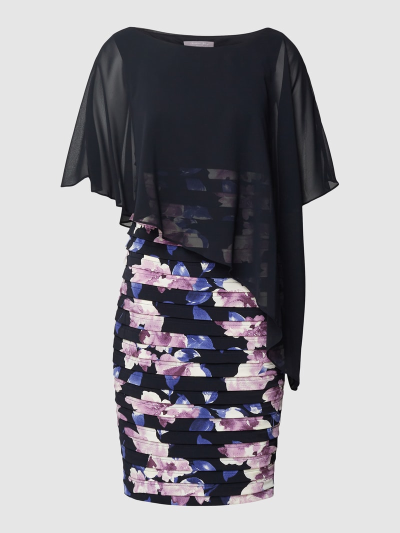 Cocktailkleid in Layer-Optik in marineblau meliert